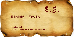 Riskó Ervin névjegykártya